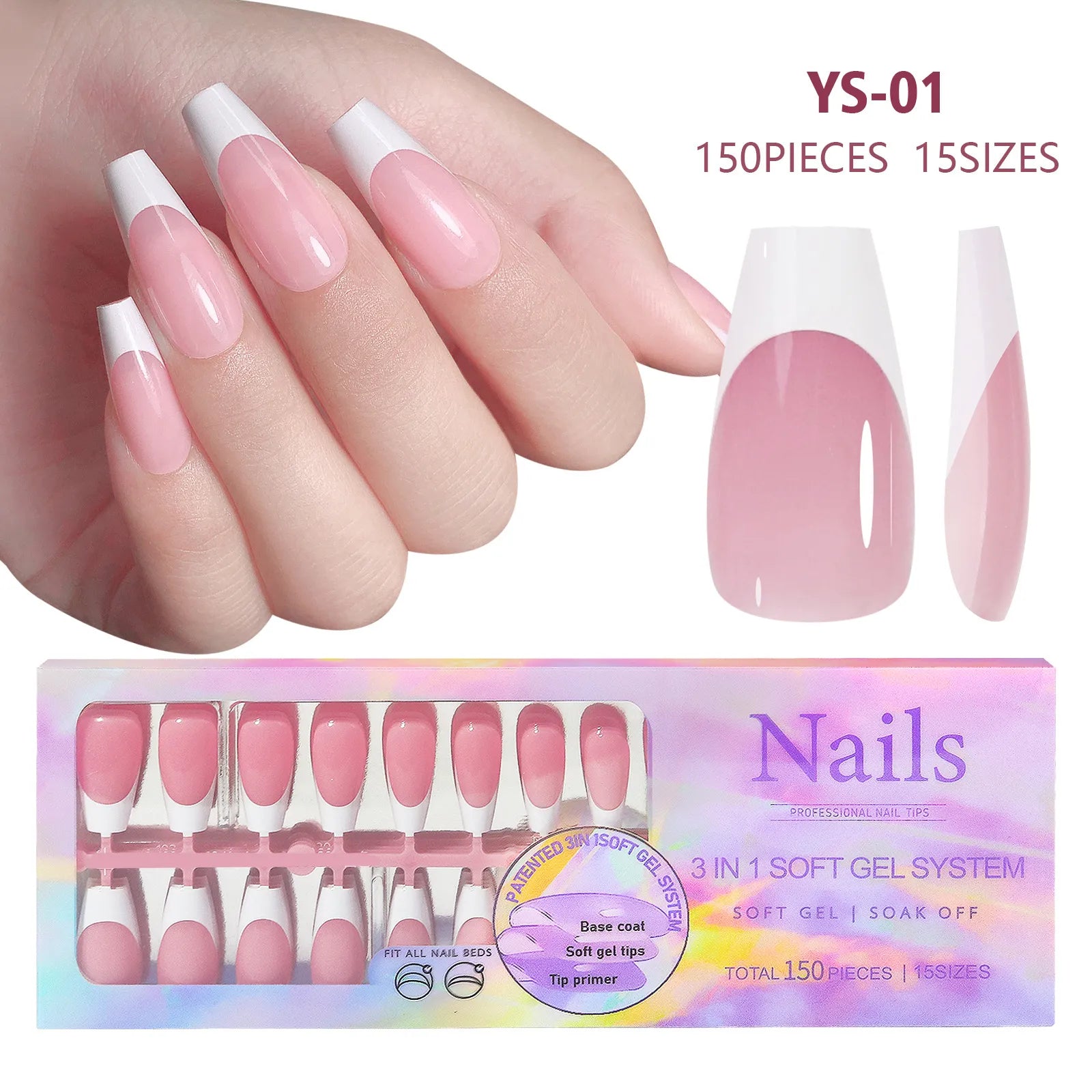 Creative French Tips Press-On Nails – Natural Look