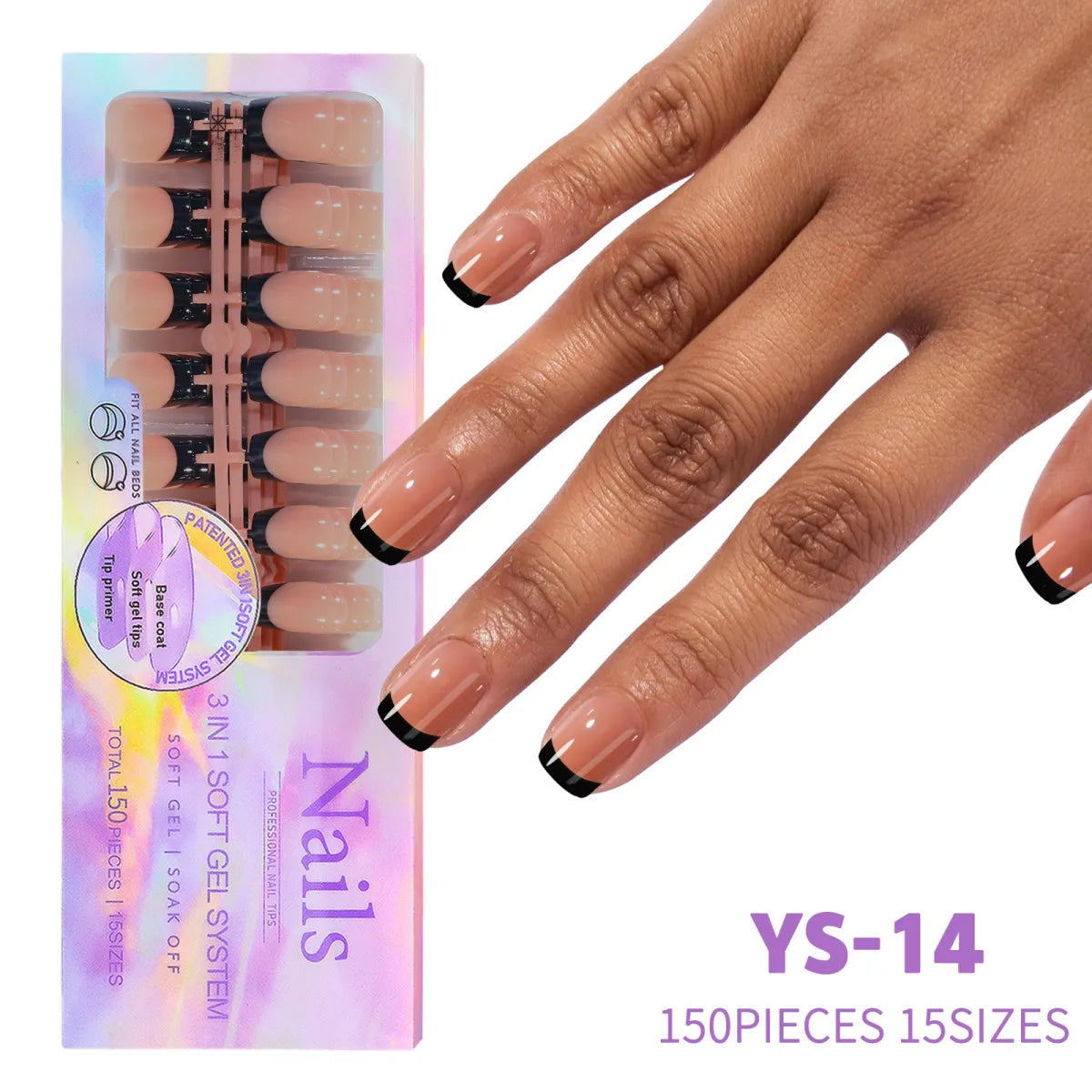 Creative French Tips Press-On Nails – Natural Look
