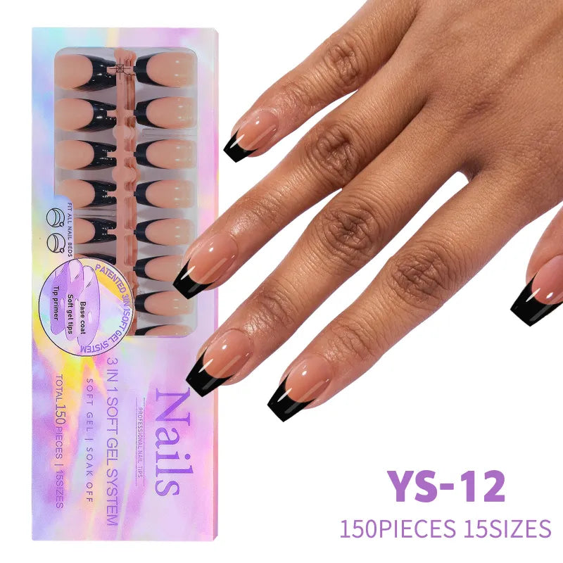 Creative French Tips Press-On Nails – Natural Look