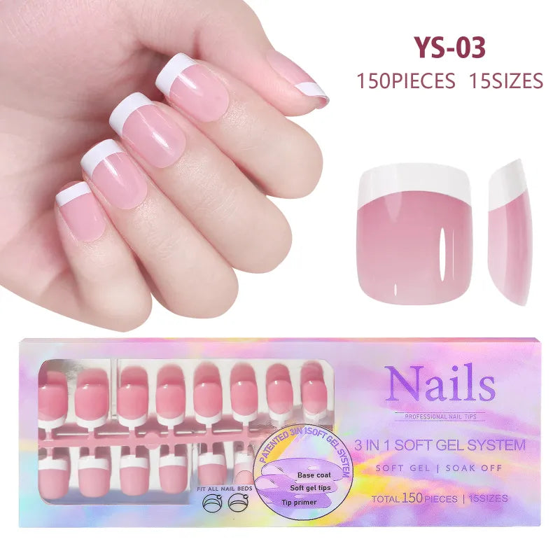 Creative French Tips Press-On Nails – Natural Look