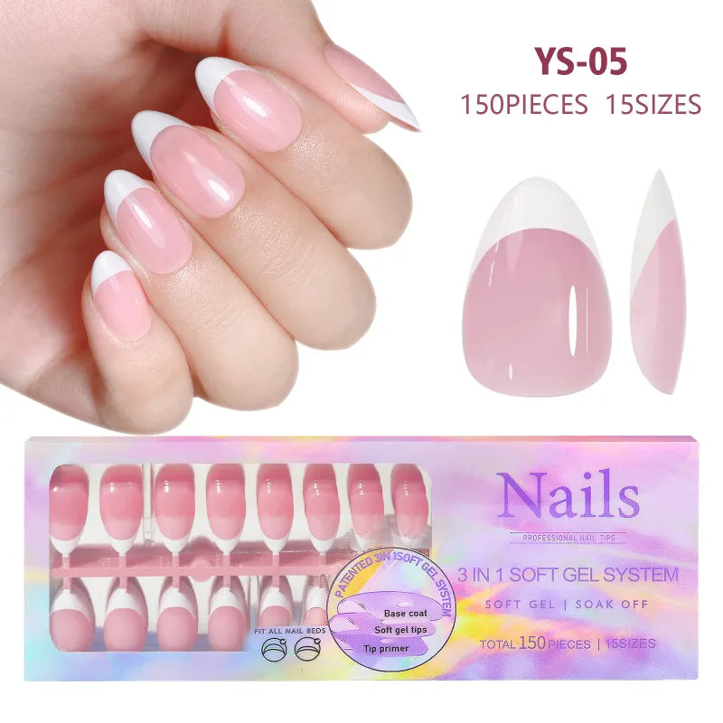Creative French Tips Press-On Nails – Natural Look