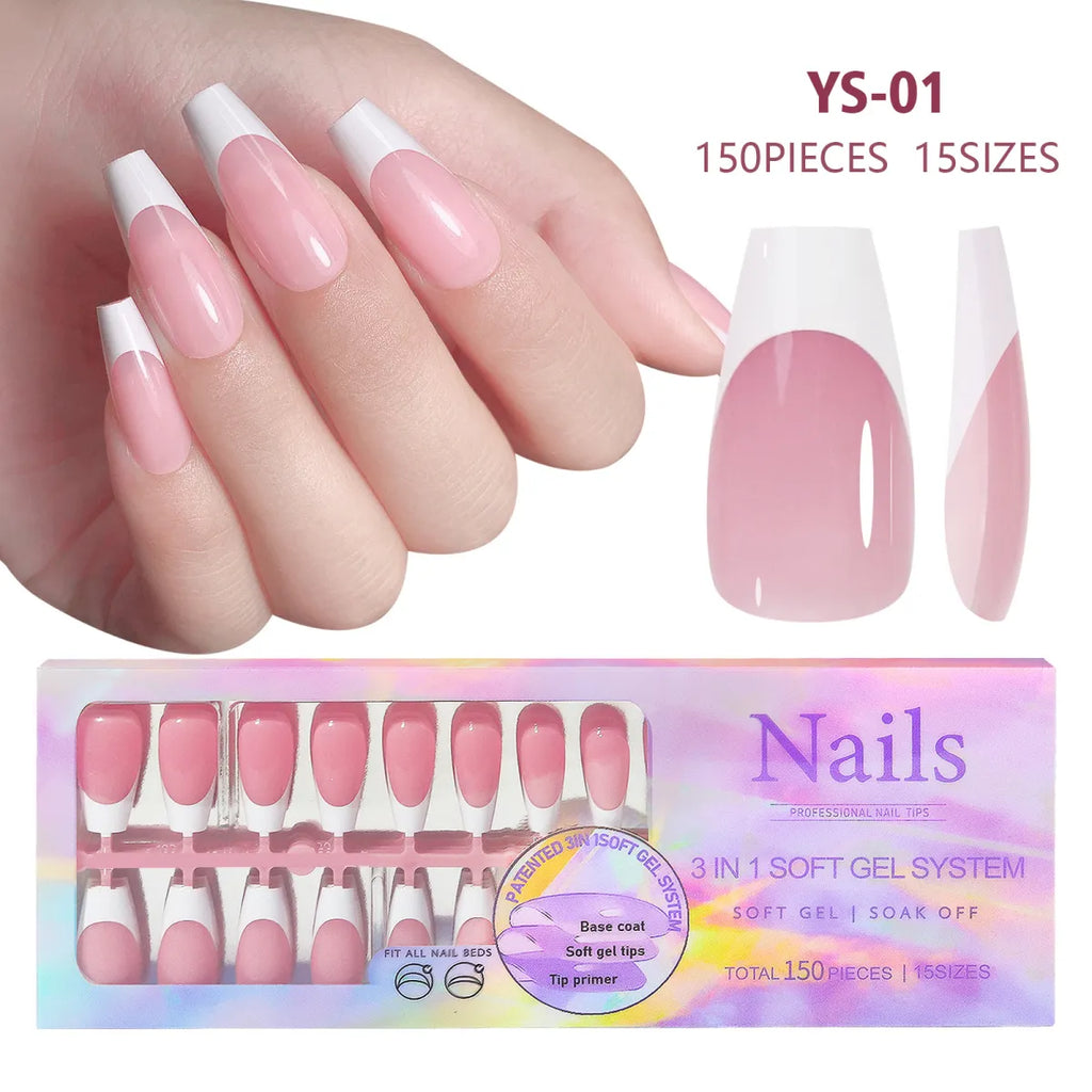 Creative French Tips Press-On Nails – Natural Look