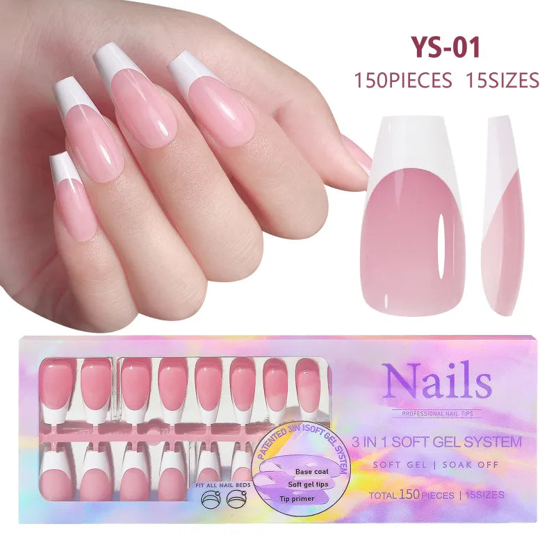Creative French Tips Press-On Nails – Natural Look