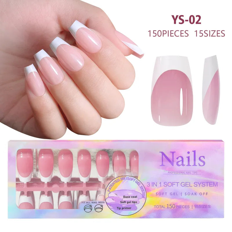 Creative French Tips Press-On Nails – Natural Look
