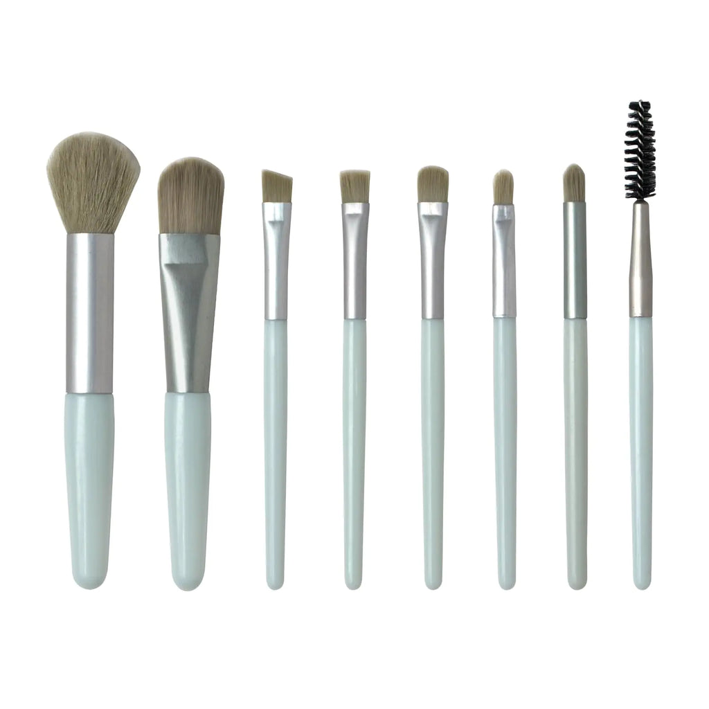 Mini Travel Makeup Brush Set – 8 Pieces (Green)