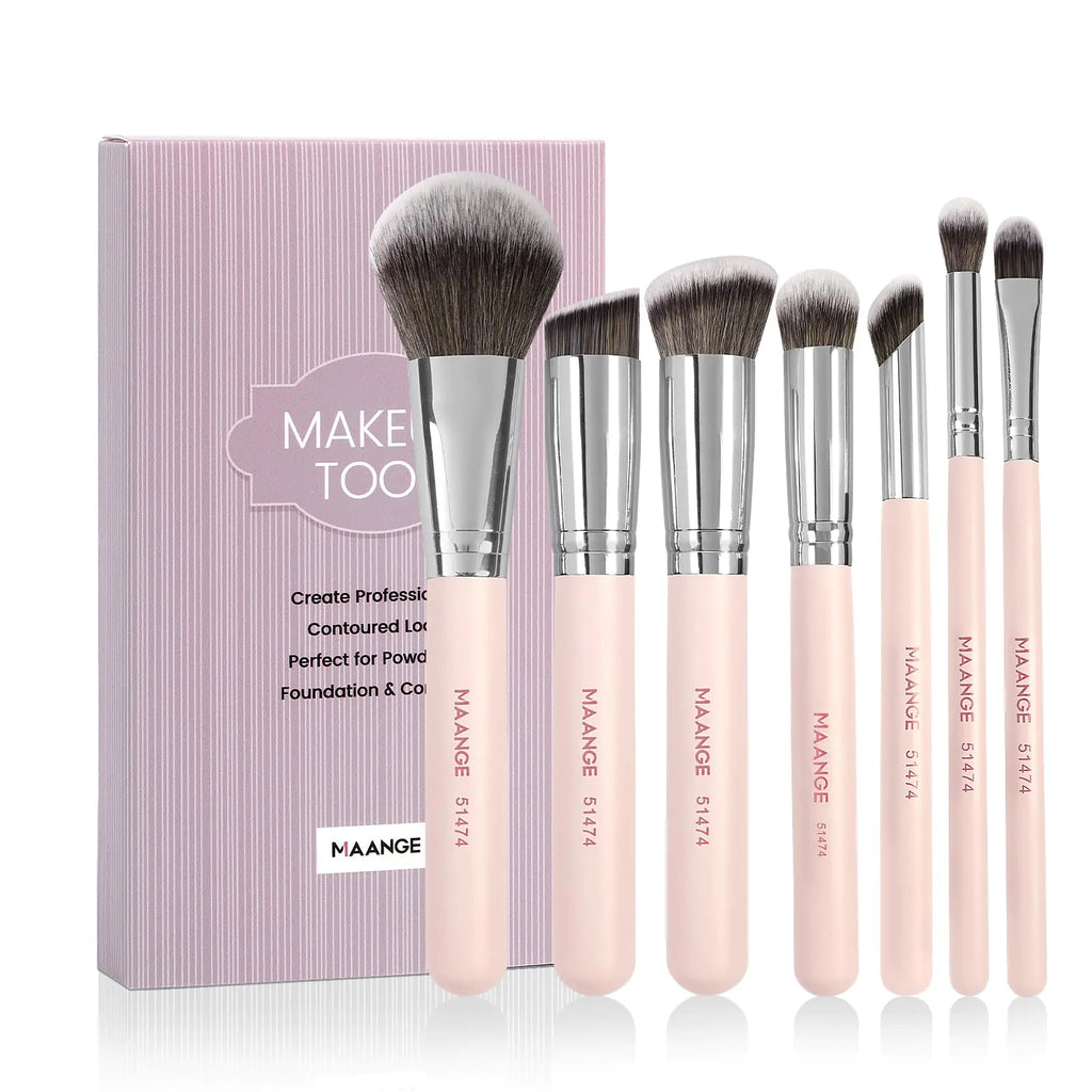 Professional Makeup Brush Set – 7 Pieces (Beige)