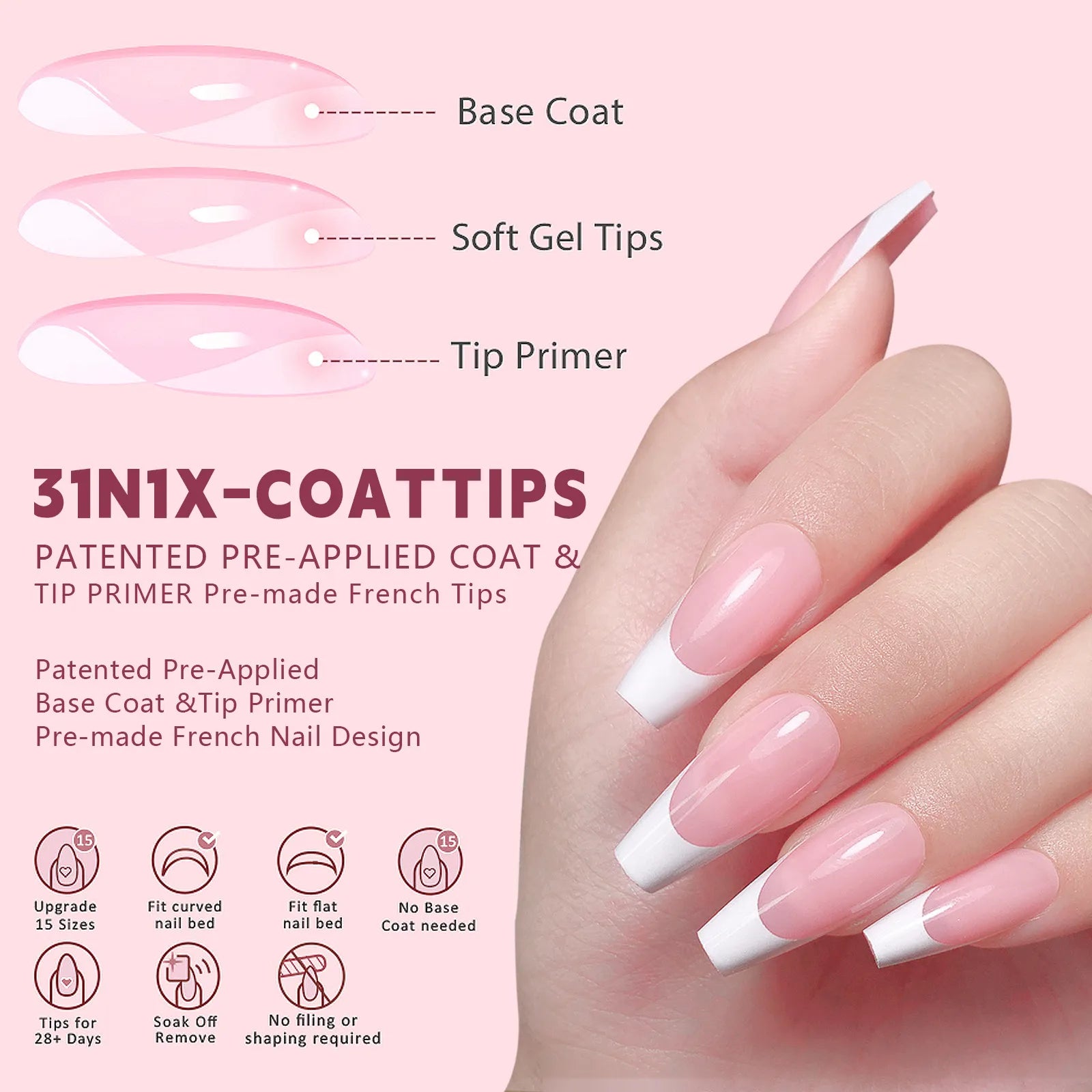 Creative French Tips Press-On Nails – Natural Look